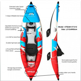 Kayak Aqua Marina Steam St-312, 1 Person Reinforced Inflatable & Foldable  